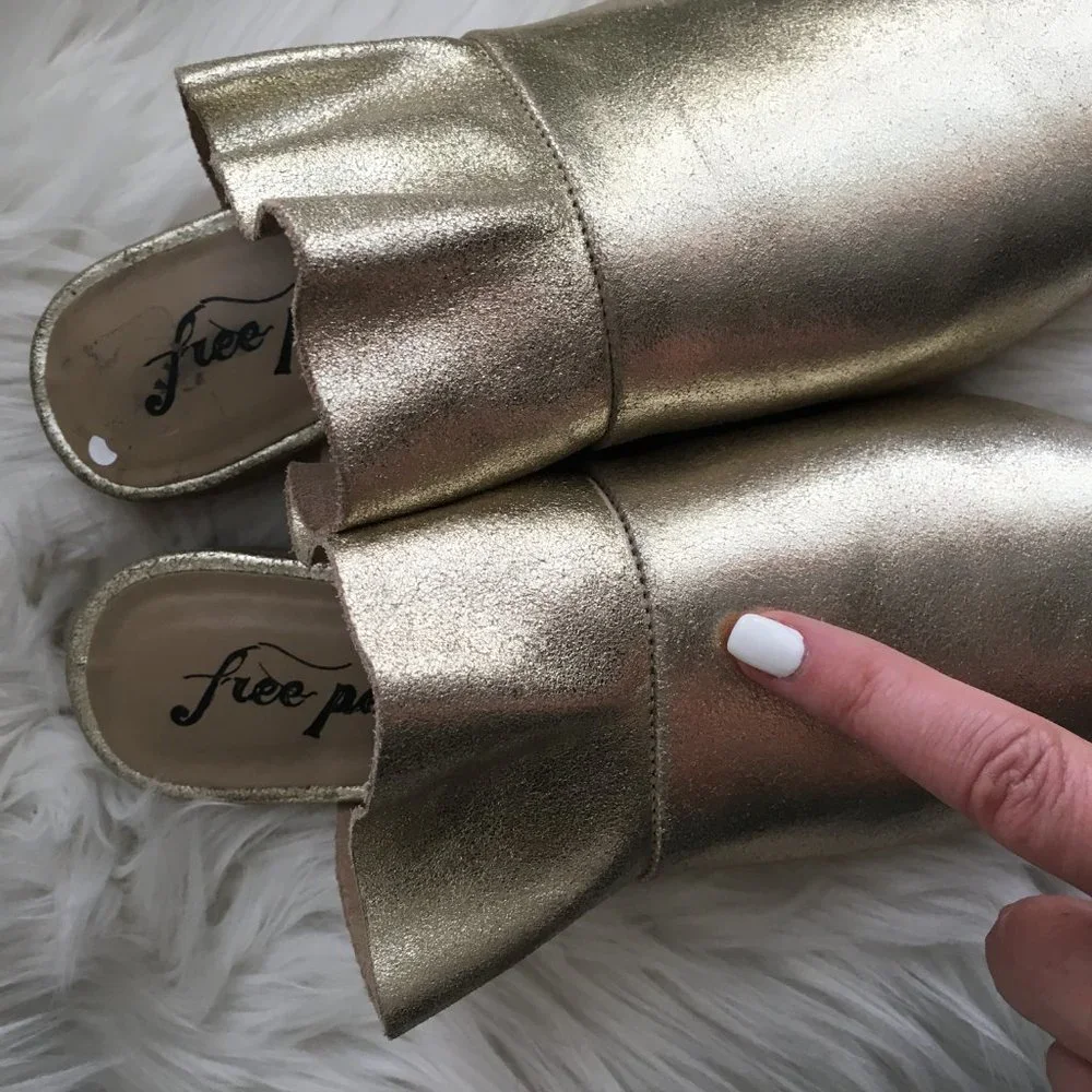 NEW free people metallic slip on mules - Picture 5 of 7